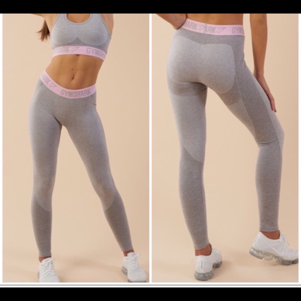 GYMSHARK light pink/gray flex leggings
